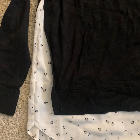 Loft Black and White Layered Sweater Size Medium - Picture 2 of 3